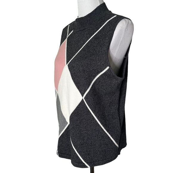 Liz Claiborne Sweater Vest Size L Petite‎ Knit Argyle Preppy Golf Granny - Picture 7 of 13